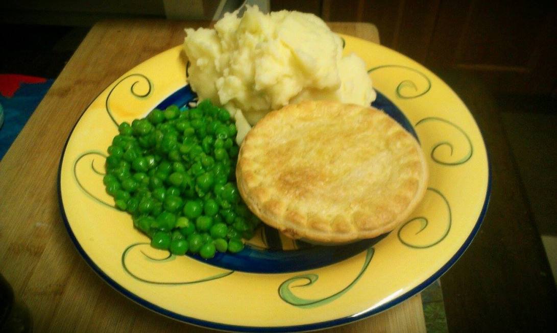 As exciting as the pie was it sadly did not turn into a UFO and stage an inter-plate war with the peas, the peas sucked.